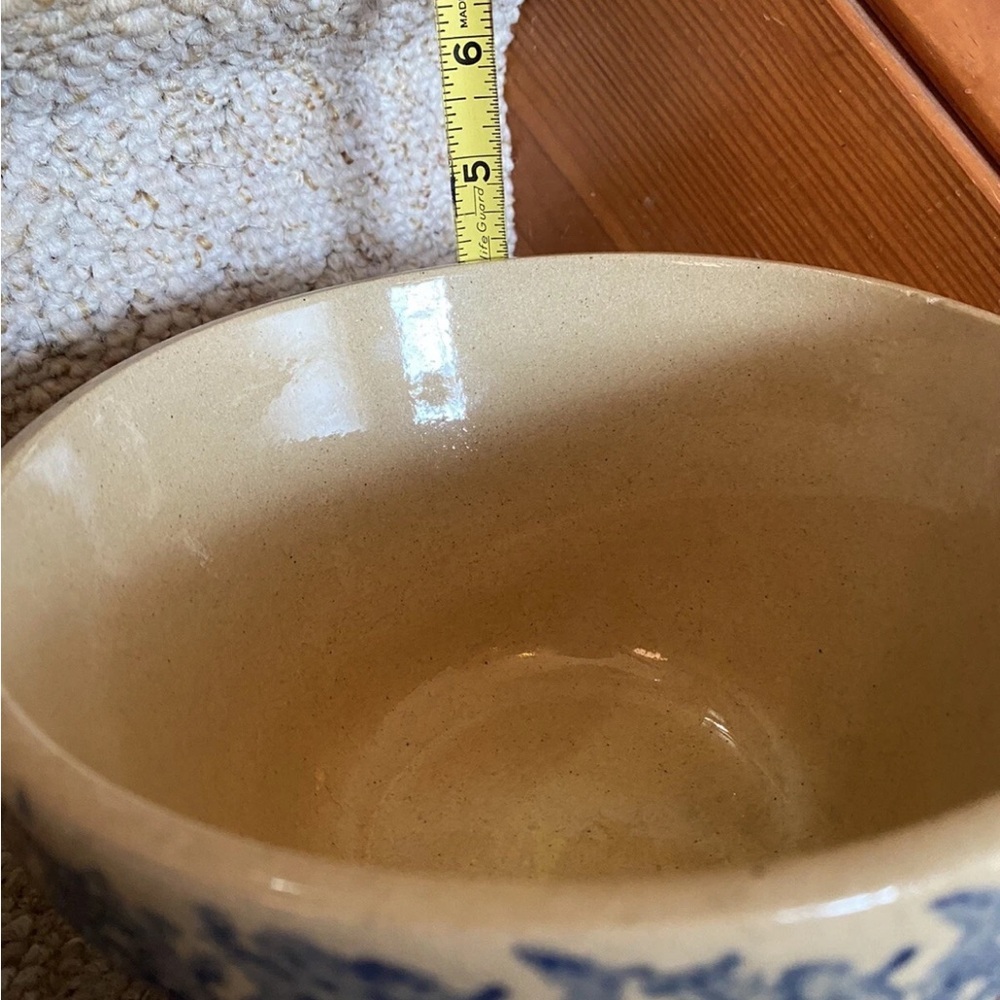 Vintage Robinson Ransbottom Pottery Roseville, OH Mixing Bowl Blue Spongeware - Picture 12 of 12